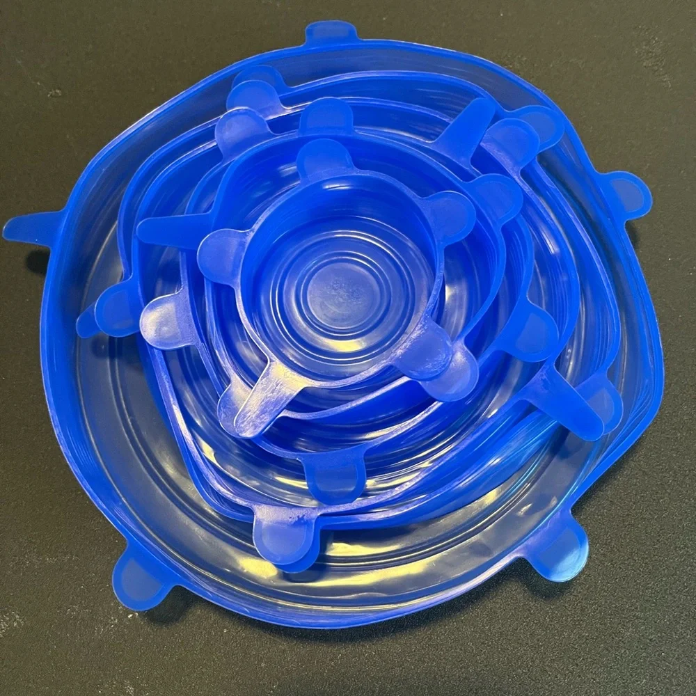 6 PCs Silcome‎ Stretch lids , Bowl Covers, Reusable Food Saving Cover.